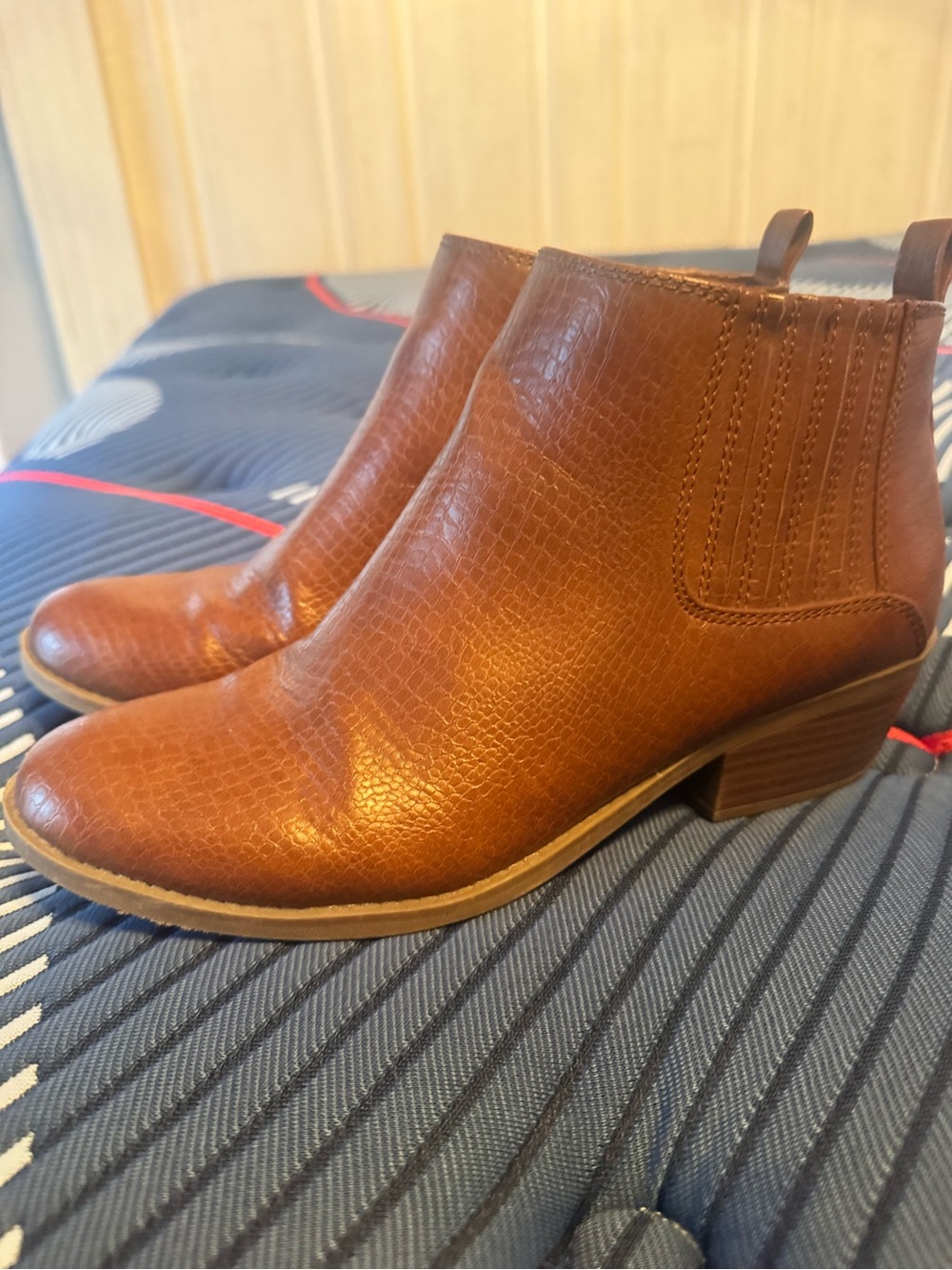 Kim Rogers Cognac Textured Chelsea Booties